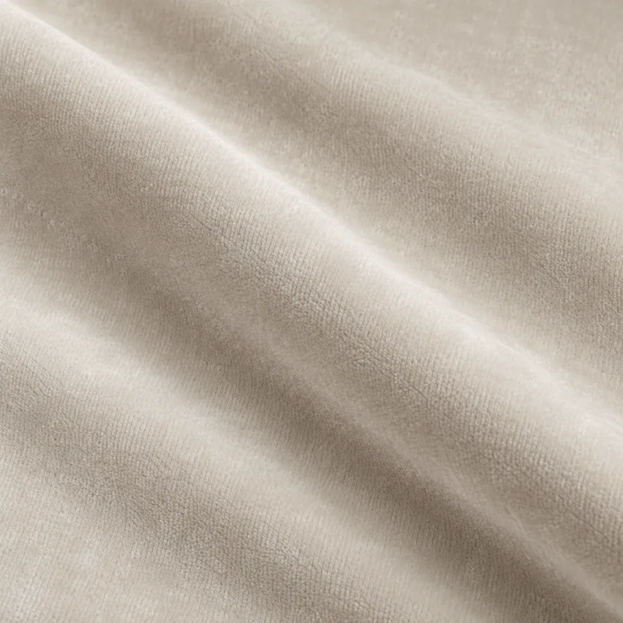 Close-up of soft pearl plain velvet pile