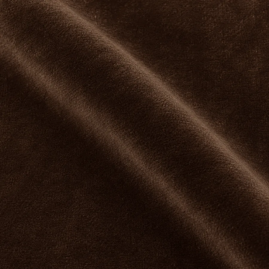 Close-up of espresso plain velvet pile